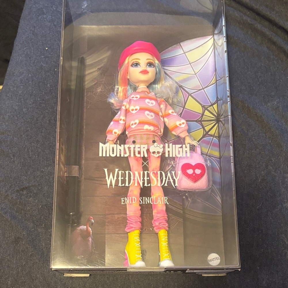 Mattel Wednesday Monster High Doll with Pink and Yellow Accessories